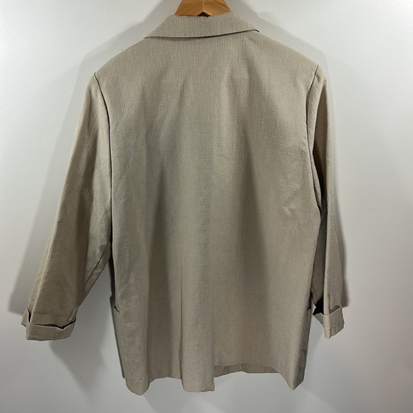 Laura Tyler Vintage Blazer Suit Jacket Taupe Oversized Baggy Cropped Sleeve - Picture 6 of 8